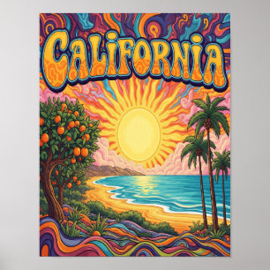 Poster California Beach Scene