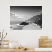Poster California Coastline photo en noir et blanc (Cuisine)