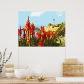Poster California Coastline & Red Hot Poker Plantes (Cuisine)