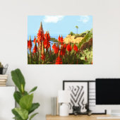 Poster California Coastline & Red Hot Poker Plantes (Bureau à domicile)