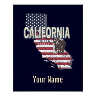 Poster California États-Unis Retro State Map Vintage