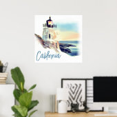 Poster California Lighthouse Sunset Painting Fine Art (Bureau à domicile)