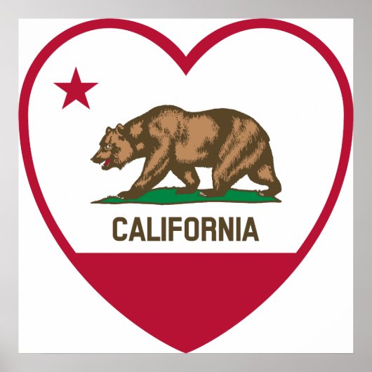 Poster California Love - California Flag Heart (Devant)