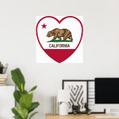 Poster California Love - California Flag Heart (Bureau à domicile)