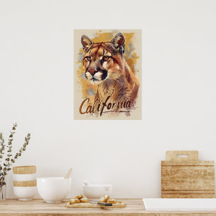 Poster California Mountain Lion Cougar Portrait