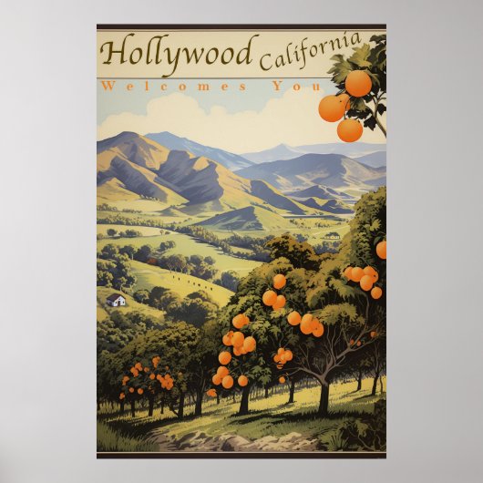 Poster California Orange Groves - Old Hollywood - Travel (Devant)