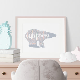 Poster California Pastel Winter Bear Imprimer