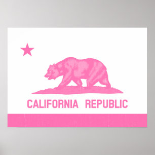 Poster California Republic Flag (Pink)