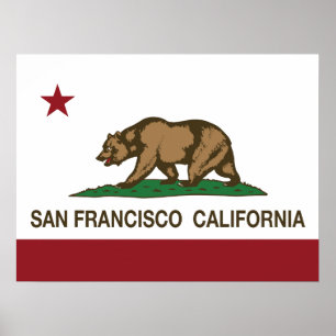 Poster California state flag San Francisco