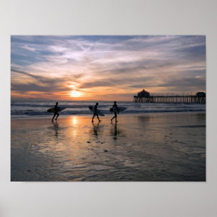 Poster California Surfers at Sunset