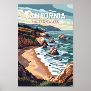 Poster California Travel Art Vintage