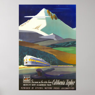 Poster California Zephyr Western Pacific Railroad Vue