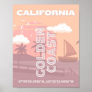 Poster Californie, Art de voyage, Prépa, Pastel