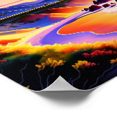 Poster Californie Coastline Sunset Watercolor (Coin)