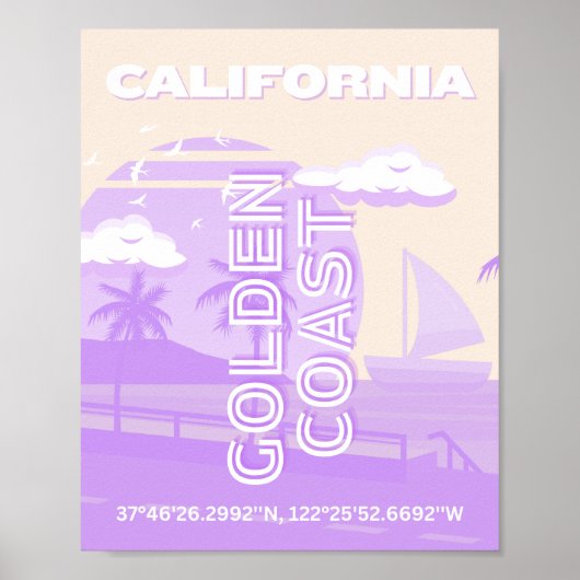 Poster Californie, Côte Dorée, Art de Voyage, Prépa (Devant)