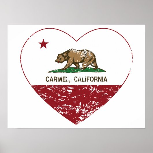 Poster californie drapeau carmel coeur en détresse (Devant)