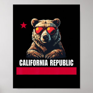 Poster Californie Le Drapeau de l'Ours de l'État Doré 