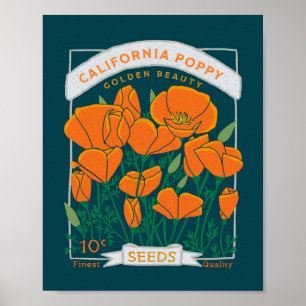 Poster Californië Poppy (donkere achtergrond)