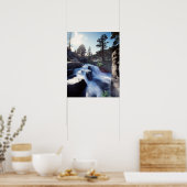 Poster Californie, Sierra Nevada Mountains, Une cascade (Cuisine)