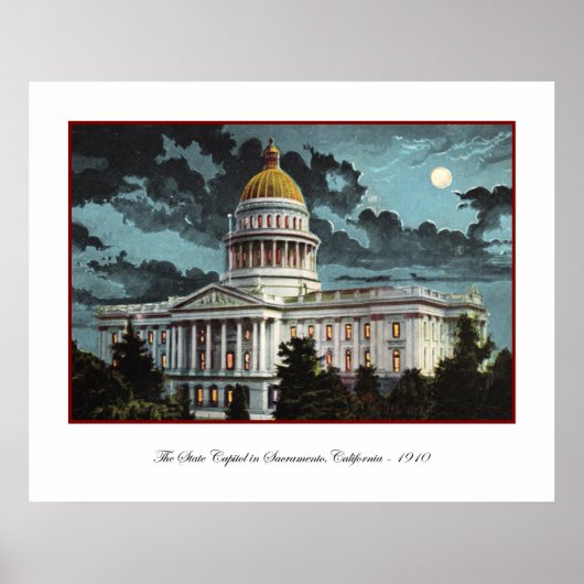 Poster Californië State Capitol Moonlight (Voorkant)