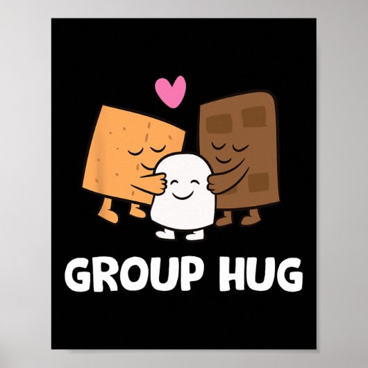Poster Câlins de groupe drôles de camping Smores Mignons  (Devant)