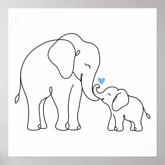 Poster Câlins tendres d'éléphant (Devant)