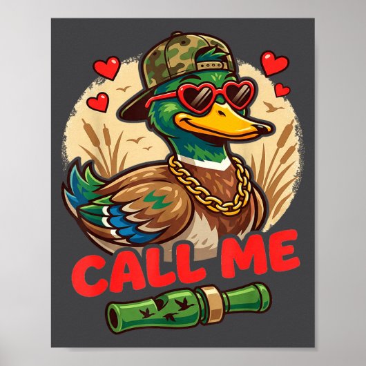 Poster Call Me Duck Hunting Retro Valentine's Day Men Wom (Devant)