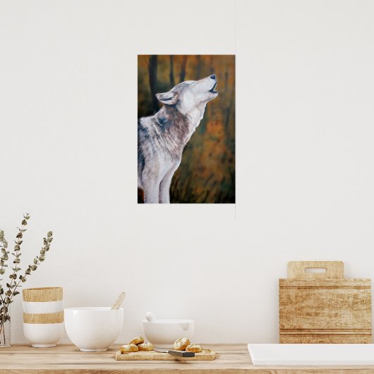 Poster "Call of the Wild" Wolf Art Reproduction Imprimer (Cuisine)