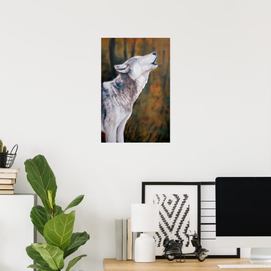 Poster "Call of the Wild" Wolf Art Reproduction Imprimer (Bureau à domicile)