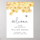 Poster CALLA Honey Bee Baby shower Bienvenue (Devant)