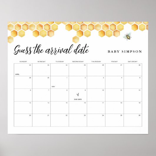 Poster CALLA Honey Bee Devinez La Date D'Arrivée Jeu 16x2 (Devant)