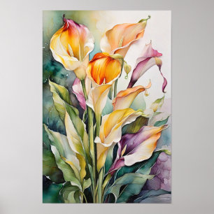 Poster Calla Lilies - Fleurs Aquarelles - Art Floral