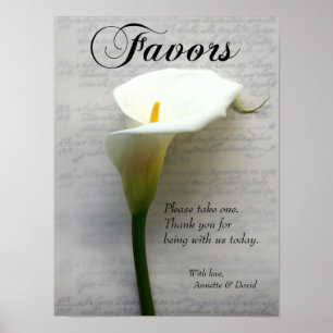 Poster Calla lily sur le panneau d'écriture manuscrite