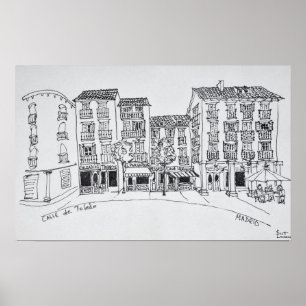 Poster Calle de Toledo, rue commerçante, Madrid, Espagne