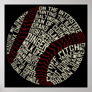 Poster Calligramme des mots de baseball