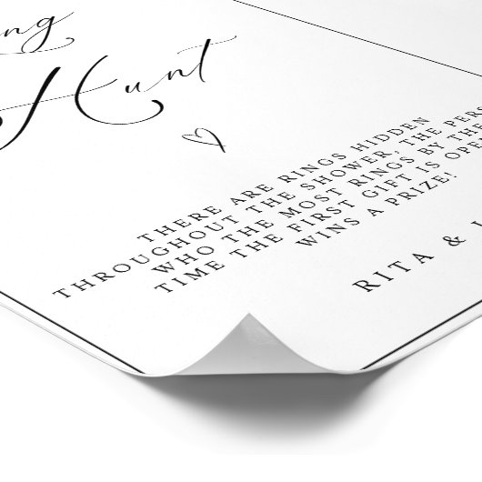 Poster Calligraphie Anneau Chasse Fête des mariées Jeu (Coin)