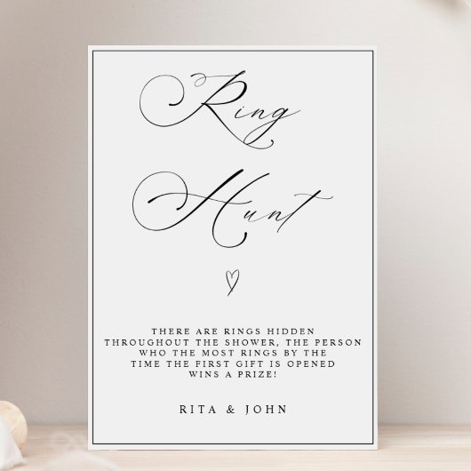 Poster Calligraphie Anneau Chasse Fête des mariées Jeu