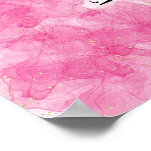 Poster Calligraphie arabe "Lumière sur lumière" en rose (Coin)