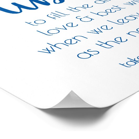 Poster Calligraphie bleu classique | Mariage d'envoi par  (Coin)