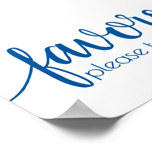 Poster Calligraphie bleu classique | Script Favoriser le  (Coin)