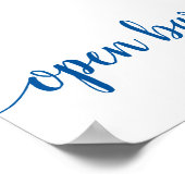 Poster Calligraphie bleu classique | Script Open Bar Sign (Coin)