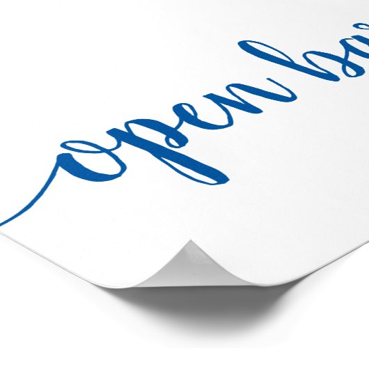 Poster Calligraphie bleu classique | Script Open Bar Sign (Coin)