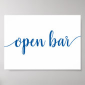 Poster Calligraphie bleu classique | Script Open Bar Sign (Devant)