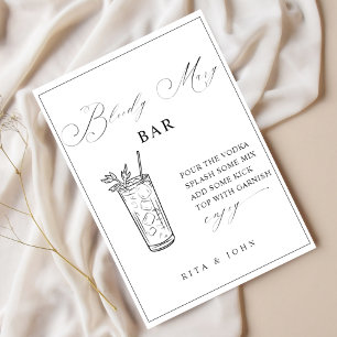 Poster Calligraphie Bloody Mary Bar Mariage