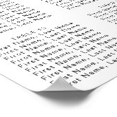 Poster Calligraphie Carte de siège Mariage noir et gris (Coin)