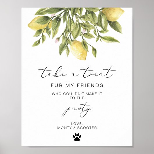 Poster Calligraphie citron Chien traiter Signal Mariage (Devant)