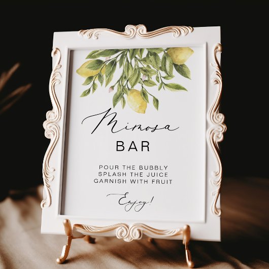 Poster Calligraphie citron Fête des mariées barre Mimosa