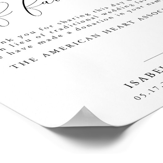 Poster Calligraphie de ASHER en lieu et place des faveurs (Coin)