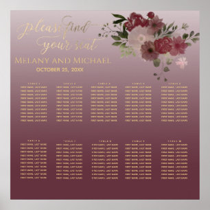 Poster Calligraphie de l'or floral à l'aquarelle de Bourg