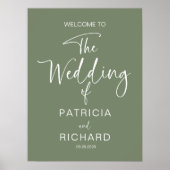 Poster Calligraphie de mariage moderne simple Bienvenue (Devant)